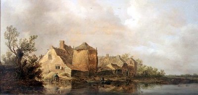 Scène de rivière avec une auberge - Jan Josephsz van Goyen