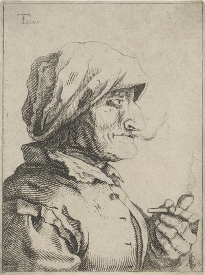 Vieille femme fumant une pipe - Jan Lauwryn Krafft (I) (possibly)