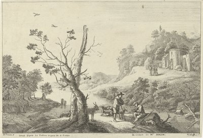Paysage avec un joueur de flûte et un berger - Jan Lauwryn Krafft (I)