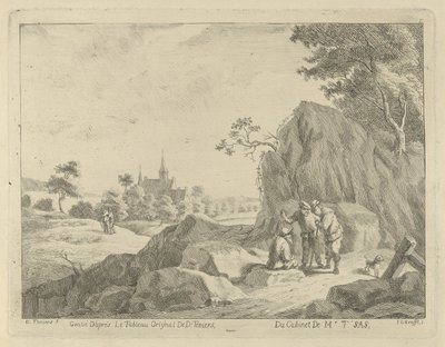 Paysage avec voyageurs et bergers - Jan Lauwryn Krafft (I)
