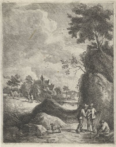Paysage avec voyageurs et deux bergers - Jan Lauwryn Krafft (I)