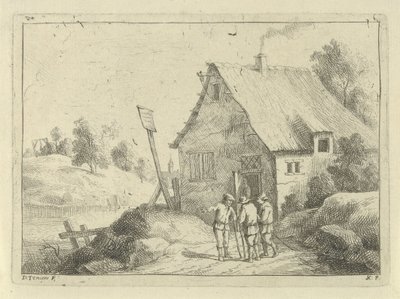 Hommes parlant devant une maison - Jan Lauwryn Krafft (I)