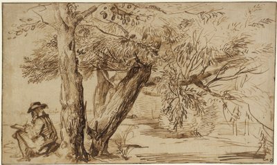 Paysage avec un dessinateur à l