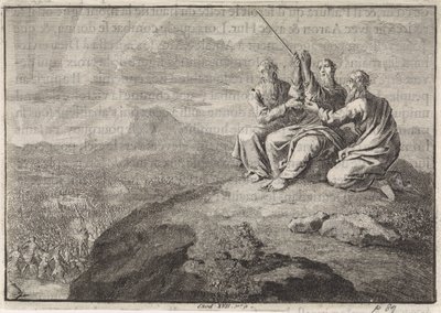 Aaron et Hur soutiennent les mains de Moïse pendant la bataille du peuple d