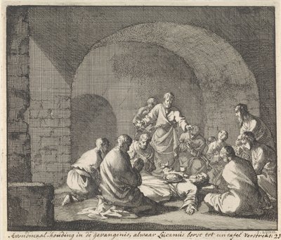 Saint Lucien célèbre la Cène en prison - Jan Luyken