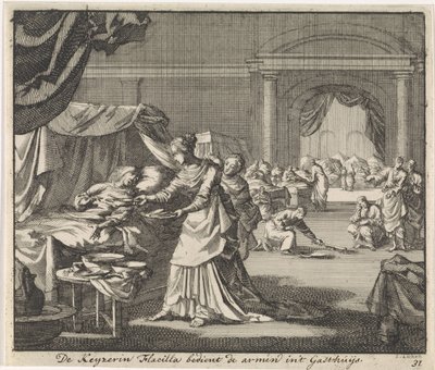 Sainte impératrice Flaccilla soignant les pauvres et les malades - Jan Luyken