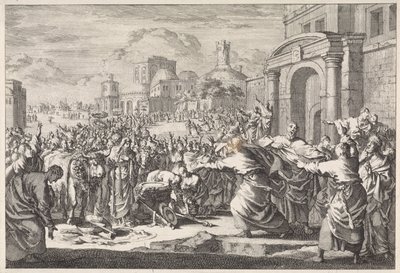 Les habitants de Lystra veulent offrir des bœufs aux deux apôtres - Jan Luyken