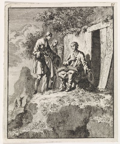 Ermite visité par deux figures - Jan Luyken