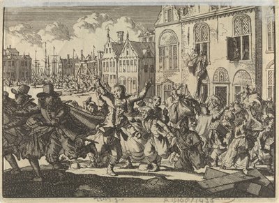 Émeute à Enkhuizen où les maisons des vice-amiraux Kwast et Turk sont détruites, 1635 - Jan Luyken