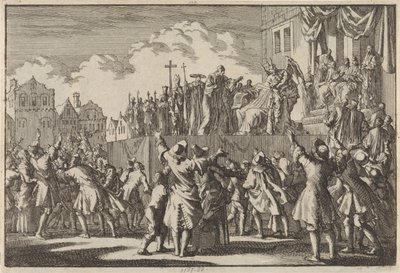 Scène de rue à Aberdeen ridiculisant la religion catholique, 1689 - Jan Luyken