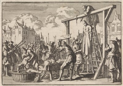 À Londres, le jésuite William Ireland est pendu et John Grove est écartelé pour un complot de régicide, 1679 - Jan Luyken