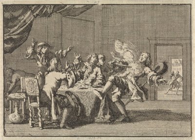 Thomas Tullock, partisan du roi Jacques II en Écosse, tué par le déclenchement inattendu de son pistolet, 1690 - Jan Luyken