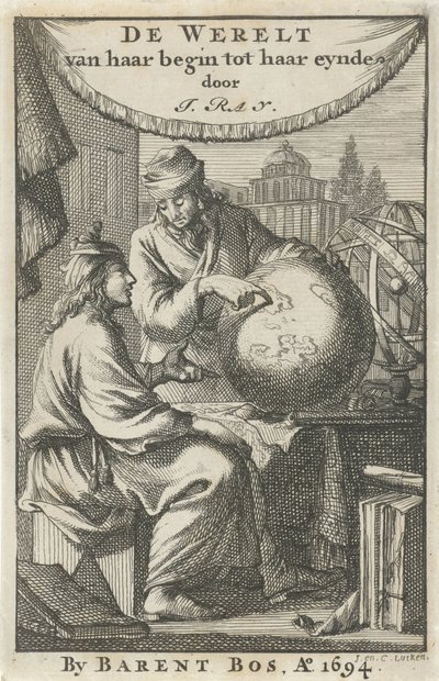 Deux hommes étudiant un globe - Jan Luyken