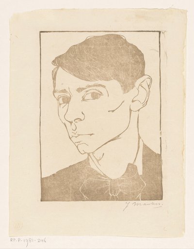Autoportrait avec nœud papillon - Jan Mankes (signed by artist)