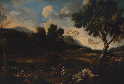 Paysage avec une bataille entre deux béliers, vers 1640 - Jan Miel