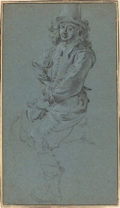 Cavalier Assis avec le Bras Akimbo - Jan Miel