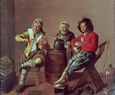 Deux garçons et une fille faisant de la musique - Jan Miense (attr. to) Molenaer