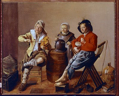 Deux garçons et une fille faisant de la musique - Jan Miense Molenaer