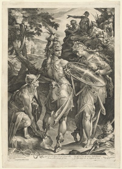 Minerve et Mercure armant Persée - Jan Muller, after Bartholomaeus Spranger