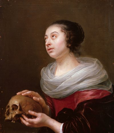 Une jeune femme tenant un crâne, années 1640 - Jan Olis