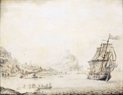 Un navire britannique au large de Satalia (Turquie), en 1677, entouré d