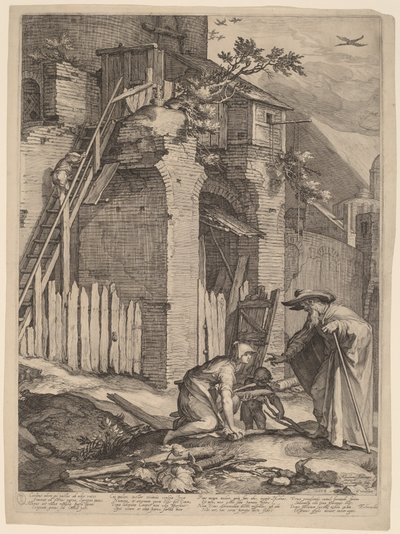 Le prophète Élie avec la veuve de Zarephath - Jan Pietersz Saenredam, after Abraham Bloemaert