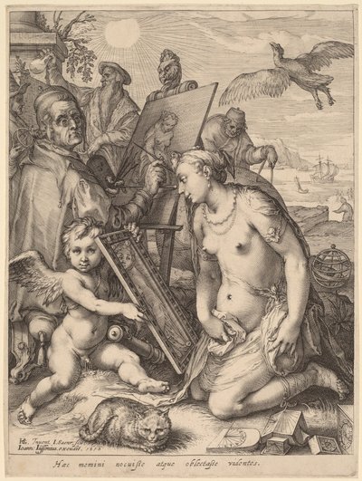 Artiste peignant une femme nue : Allégorie de la perception visuelle - Jan Pietersz Saenredam, after Hendrik Goltzius