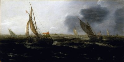 Bateaux néerlandais pris dans une forte brise - Jan Porcellis
