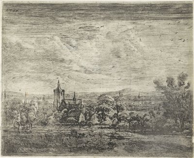 Vue de village avec une église - Jan Ruyscher