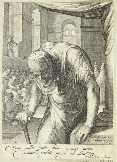 La vieille femme estropiée, guérie par Jésus - Jan Saenredam