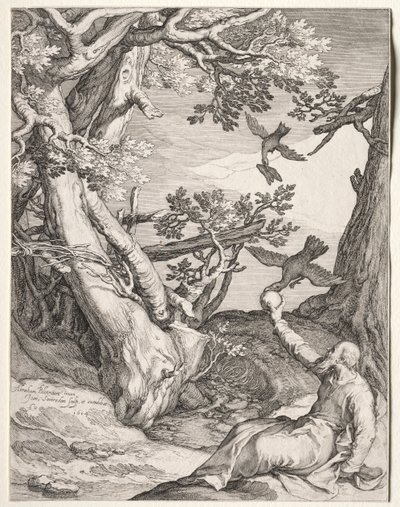Élie dans le désert nourri par des corbeaux - Jan Saenredam