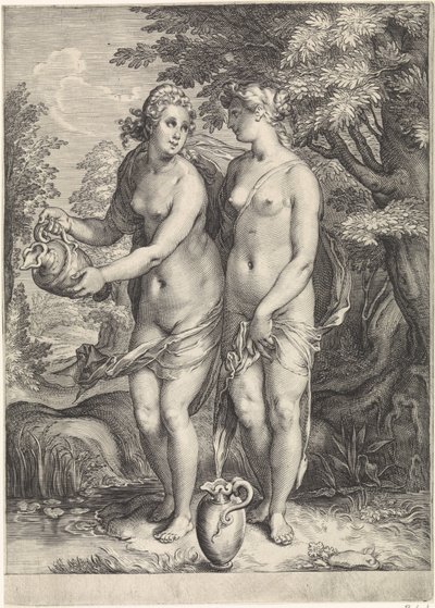 Deux nymphes de Diane près d