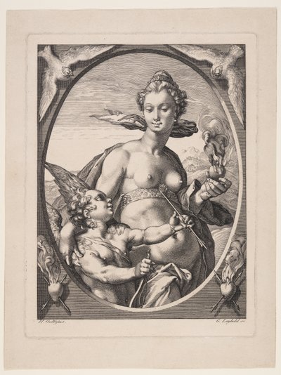 Vénus et Amor, de Trois dieux ou déesses païens - Jan Saenredam