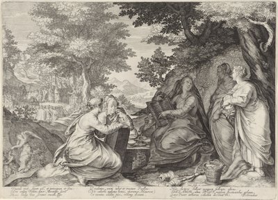 Cinq vierges sages dans un paysage avec la prédication de Jean-Baptiste - Jan Saenredam