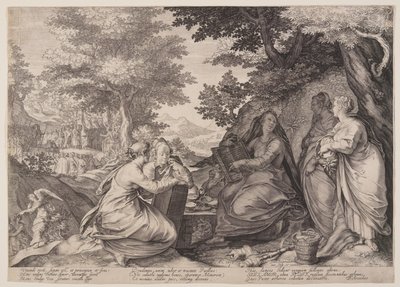 Vierges sages réunies dans un paysage avant la prédication du Baptiste, extrait de la parabole des vierges sages et des vierges folles - Jan Saenredam