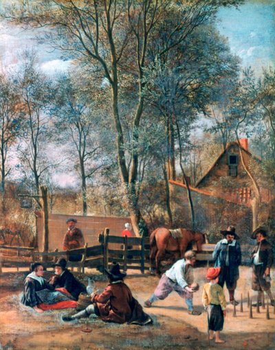 Joueurs de quilles devant une auberge, c1660 - Jan Steen