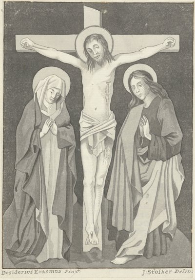 Christ en croix avec Marie et Jean - Jan Stolker (signed by artist)