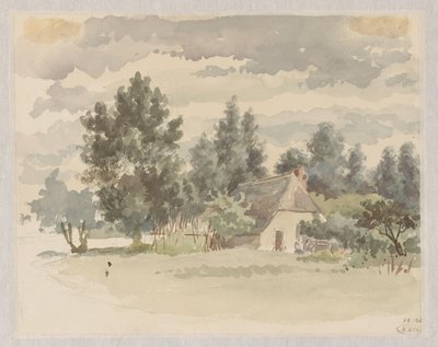 Paysage avec ferme entourée d