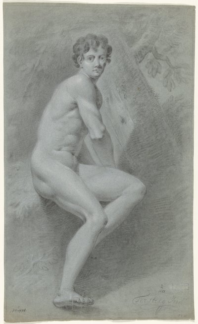 Homme nu assis, vers la droite, devant un arbre - Jan Tersteeg (possibly)