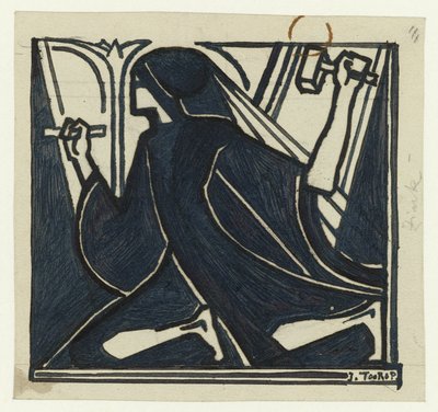 Figure agenouillée avec marteau et ciseau - Jan Toorop (signed by artist)
