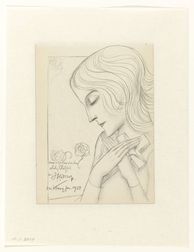 Jeune fille en méditation tenant une croix - Jan Toorop