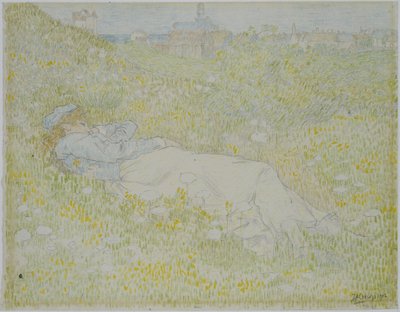 Femme allongée dans les dunes près de Noordwijk - Jan Toorop
