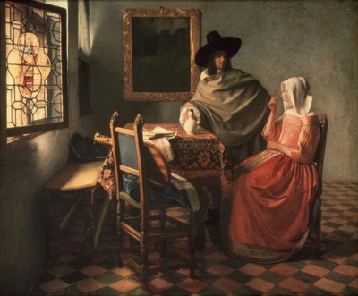 Homme et dame au vin - Jan Vermeer van Delft