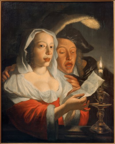 Couple chantant à la lumière des bougies - Jan Vermeer van Utrecht