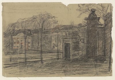 Vue sur des maisons entre les arbres, Dordrecht - Jan Veth