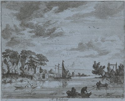 Activité sur une rivière (Landschappen van de omgeving van Haarlem) - Jan Vincentsz. van der Vinne