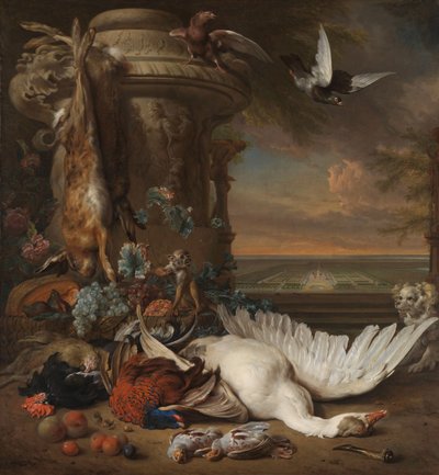 Nature morte de chasse et de fruits à côté d