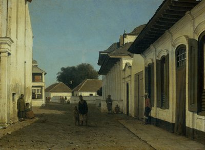 Une rue dans la vieille partie de Batavia - Jan Weissenbruch (attributed to)