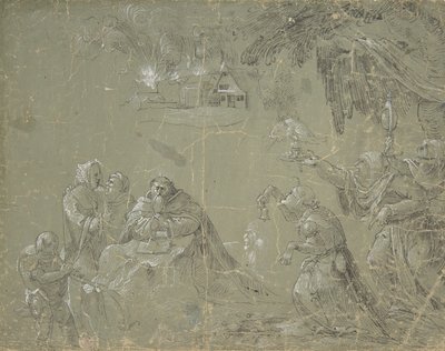 La tentation de Saint Antoine (recto), Paysage fantastique (verso) - Jan Wellens de Cock.