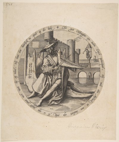 Le riche jouant du violon sur une mâchoire, vers 1568 - Jan Wierix